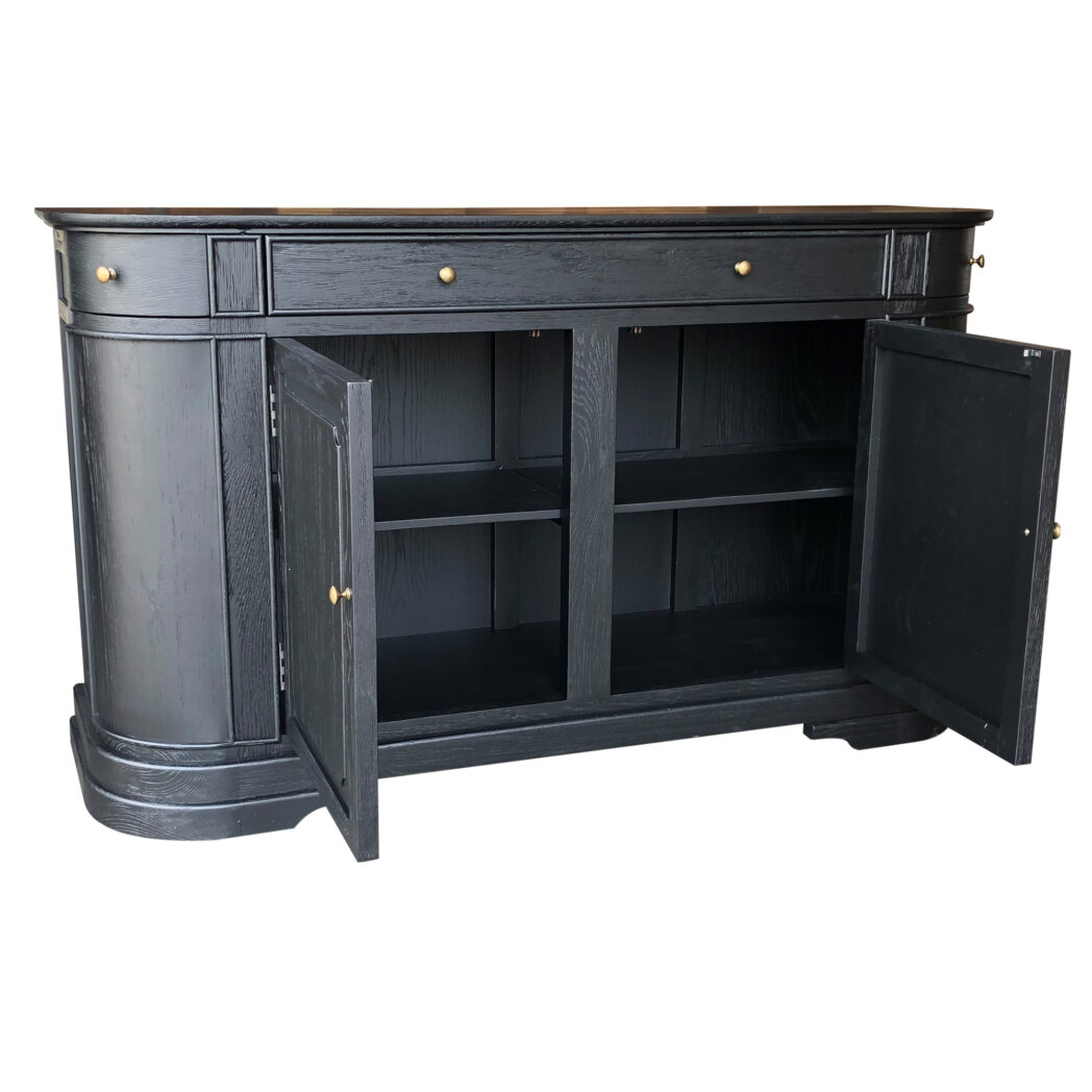 "William" 2 Door 3 Drawer Buffet Sideboard Rustic Black Oak, 165cmW x 48cmD x 96cmH (RRP $3499) - Image 4