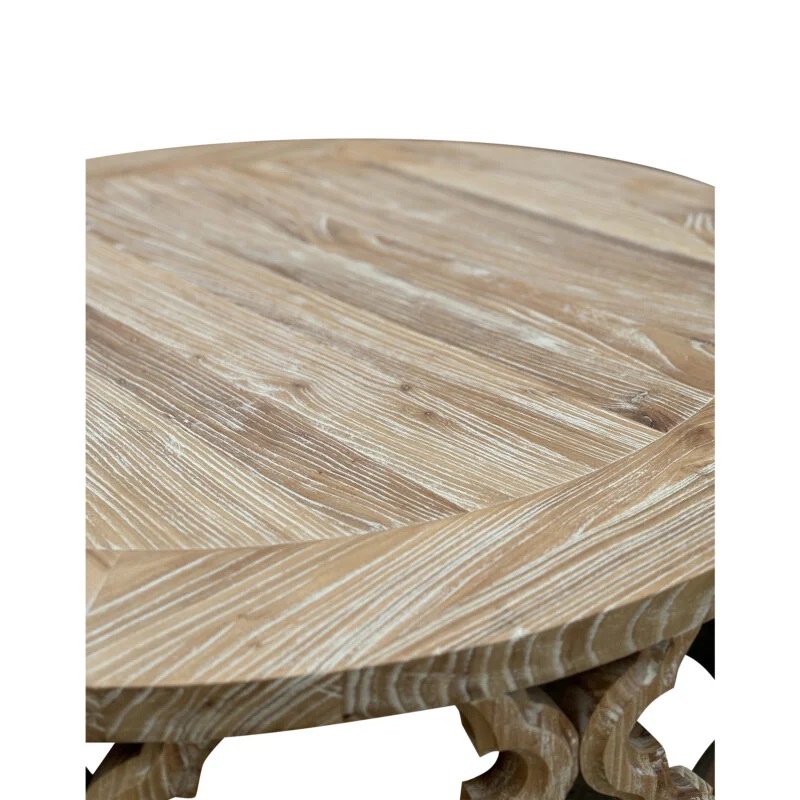 "Sienna" Hamptons Style Recycled Timber Round Coffee Table, Whitewashed Elm 92cm DIA x 40cmH (RRP $1499) - Image 2