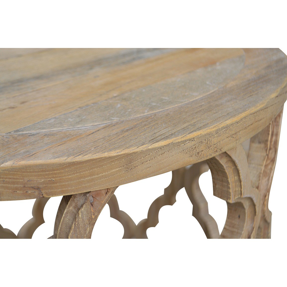 "Sienna" Hamptons Style Recycled Timber Round Side Table, 60cm Diameter x 60cmH - Image 2