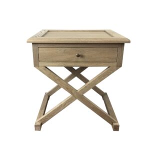 "Isla" Hamptons Style Timber Side Table Weathered Oak, 60cmW x 50cmD x 65cmH (RRP $849)
