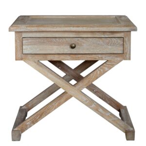 "Isla" Hamptons Style Timber Side Table Whitewashed Oak, 60cmW x 50cmD x 65cmH (RRP $849)