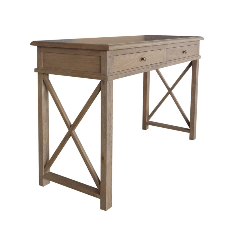 "Noosa" Hamptons Style Solid Timber Desk Weathered Oak, 130cmW x 50cmD x 78cmH (RRP $1499) - Image 3