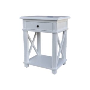 "Noosa" Hamptons Style Solid Timber Side Table White, 50cmW x 40cmD x 65cmH (RRP $899)