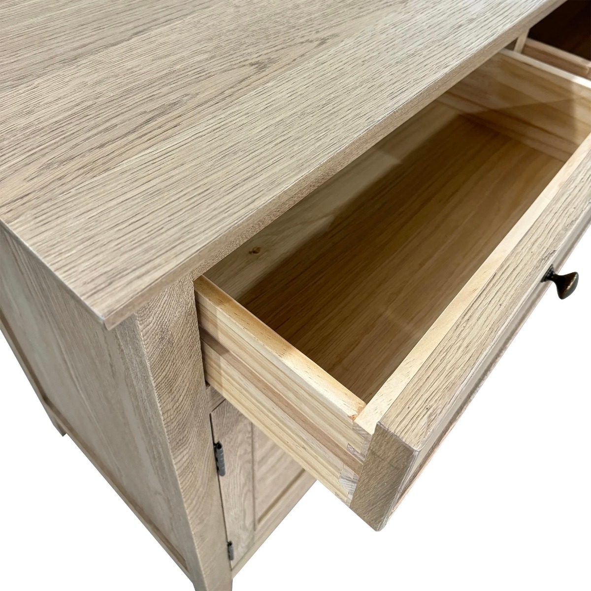 "Plantation" Hamptons Style 4 Door Buffet Sideboard Weathered Oak, 200cm x 48cm x 85cmH (RRP $3699) - Image 4