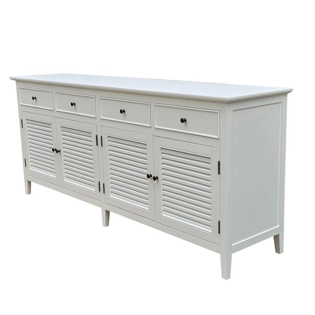 "Plantation" Hamptons Style 4 Door Buffet Sideboard White, 200cm x 48cm x 85cmH (RRP $3699) - Image 2