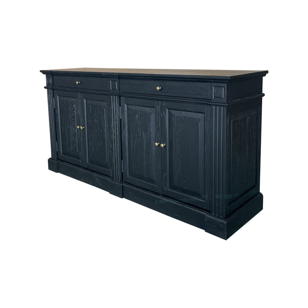 "Whitsunday" Hamptons Style 4 Door 2 Drawer Buffet Sideboard Black, 160cmW x 43cmD x 80cmH (RRP $3499) - Image 2