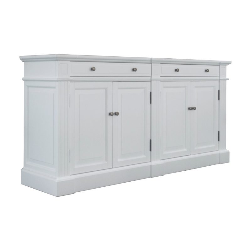 "Whitsunday" Hamptons Style 4 Door 2 Drawer Buffet Sideboard White, 160cmW x 43cmD x 80cmH (RRP $3499) - Image 2