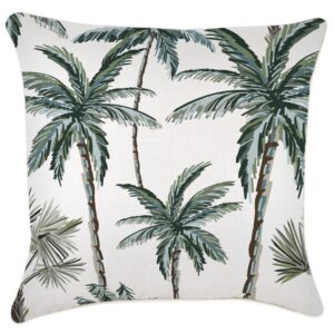 Outdoor Cushion With Piping Palm Tree Paradise White 60cm x 60cm