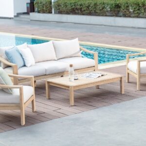 "Palm Beach" Coastal Style Outdoor Alfresco 4 Piece Lounge Package 3 Seater Lounge, 2 x Armchairs & Coffee Table (RRP $4499)