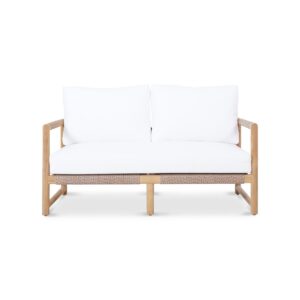 Esperance Solid Teak Frame Outdoor Lounge Sofa Armchair, Sunbrella White Cushion (RRP $3999)