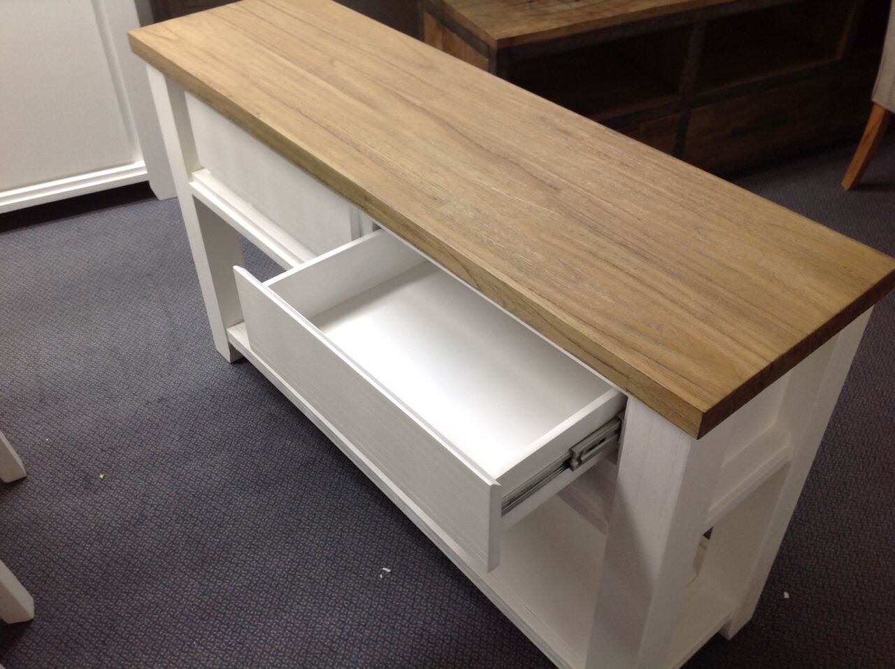 "Jefferson" Hamptons Timber Hall Console Table Two Tone, 130cmL x 38cmD x 78cmH - Image 5