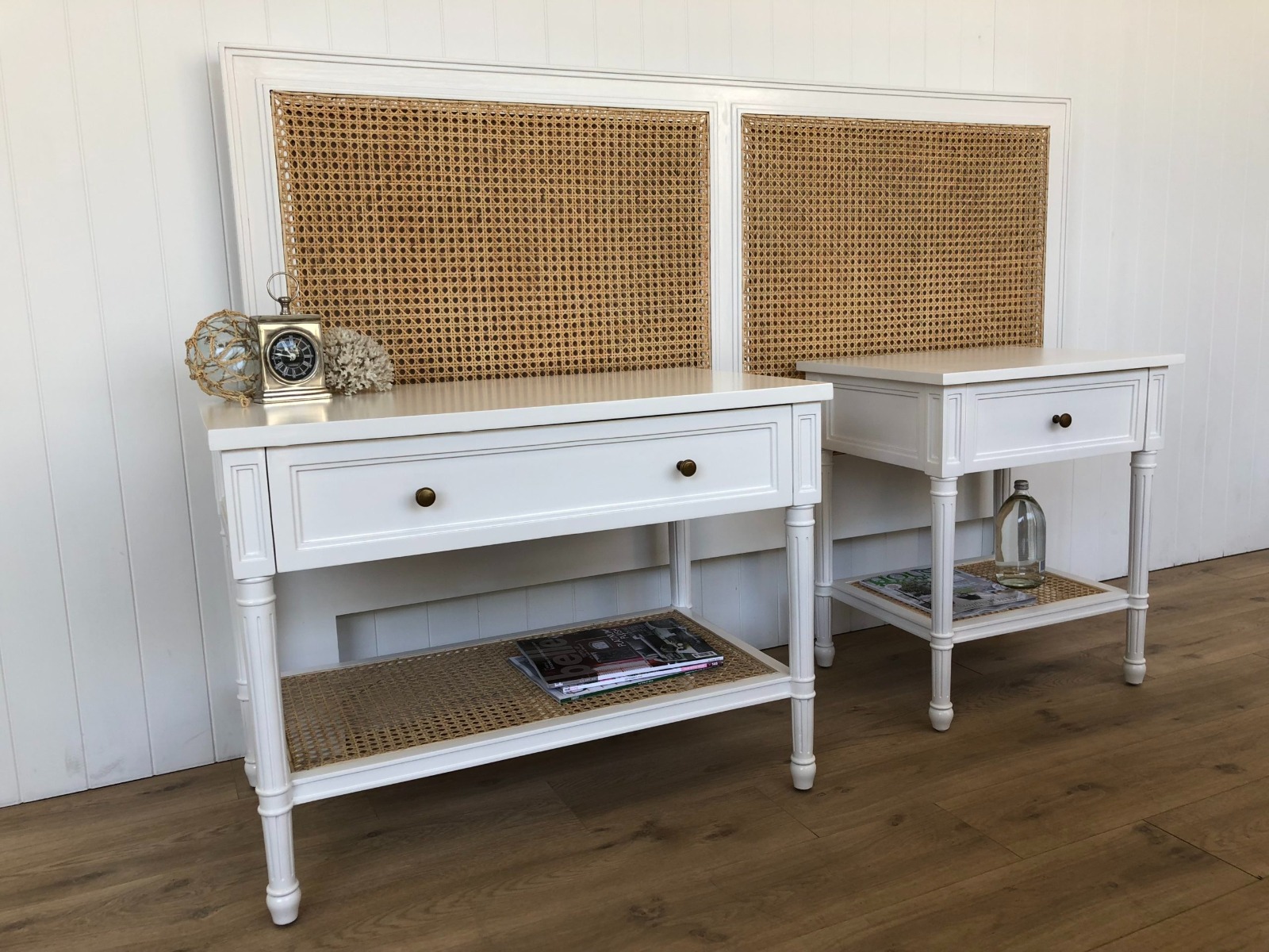 Hamilton Cane Bedhead Queen Size White, Width 153cm × Height 122cm x Depth 4cm - Image 9