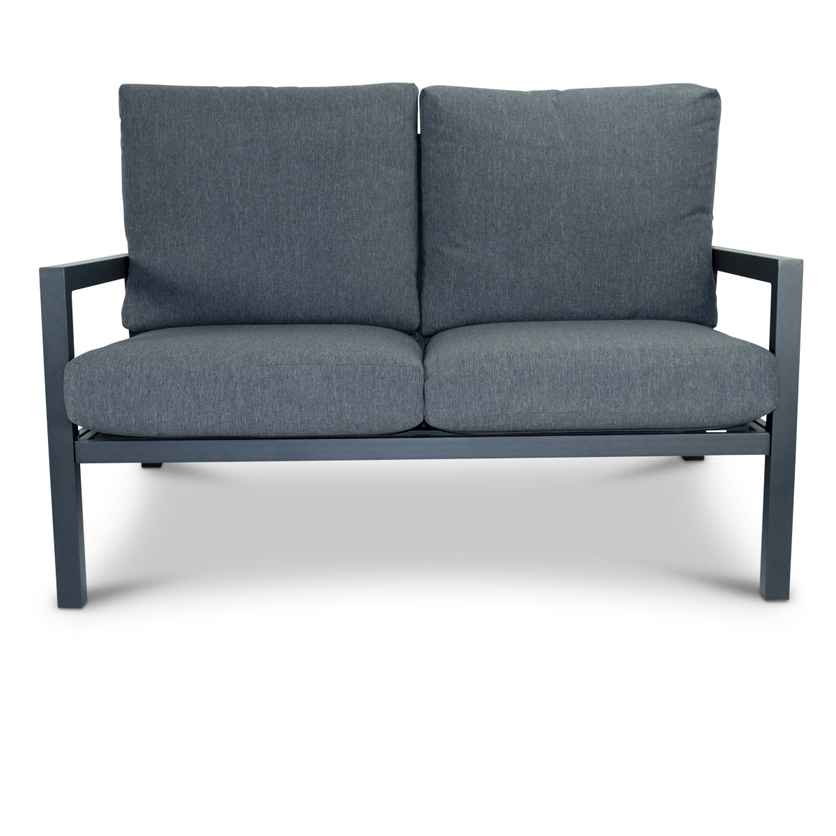"Laguna" Hamptons Style Outdoor 5 Piece Setting in Gunmetal with Platinum Olefin Cushions - Image 3