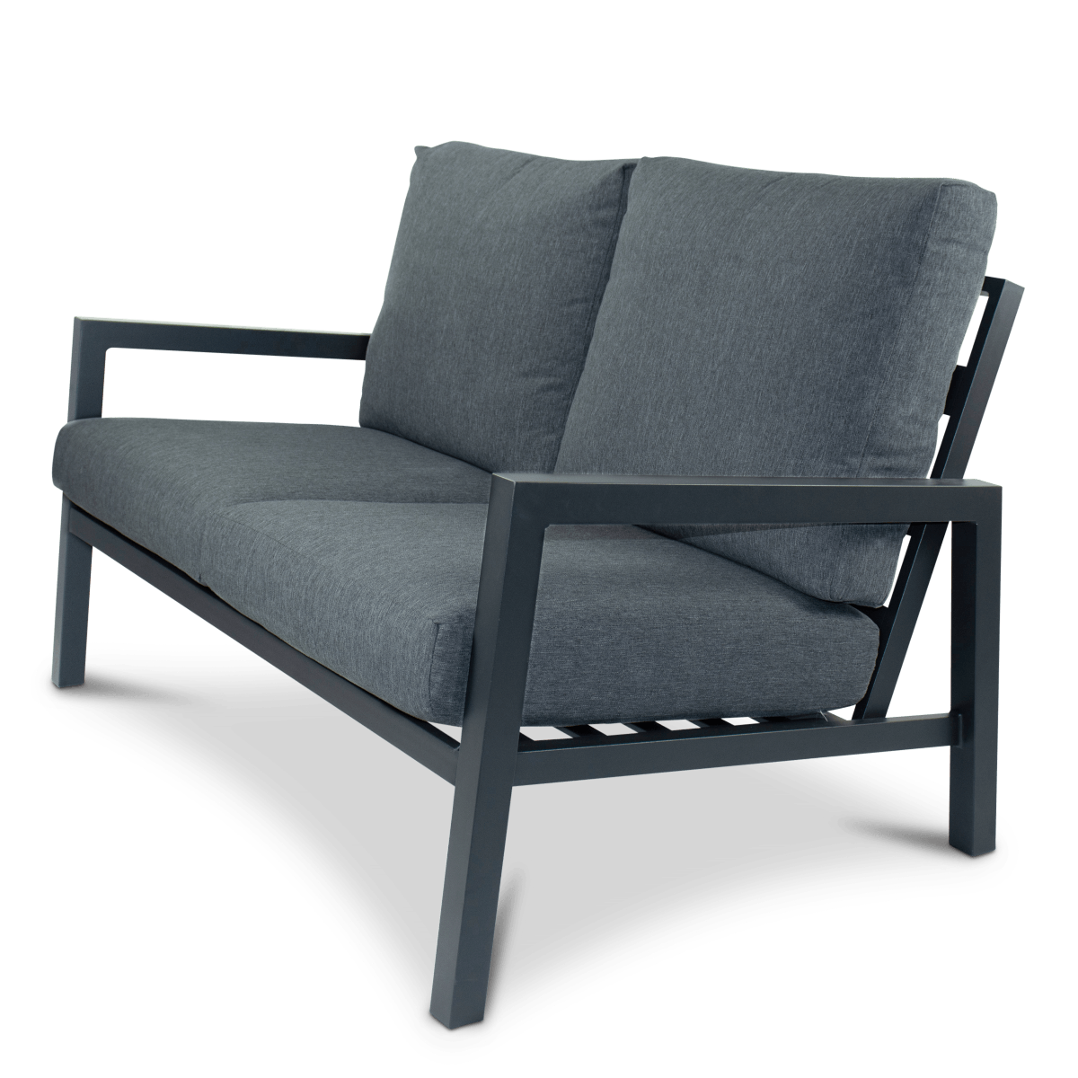 "Laguna" Hamptons Style Outdoor 2 Seater Lounge in Gunmetal Grey with Platinum Olefin Cushions - Image 2