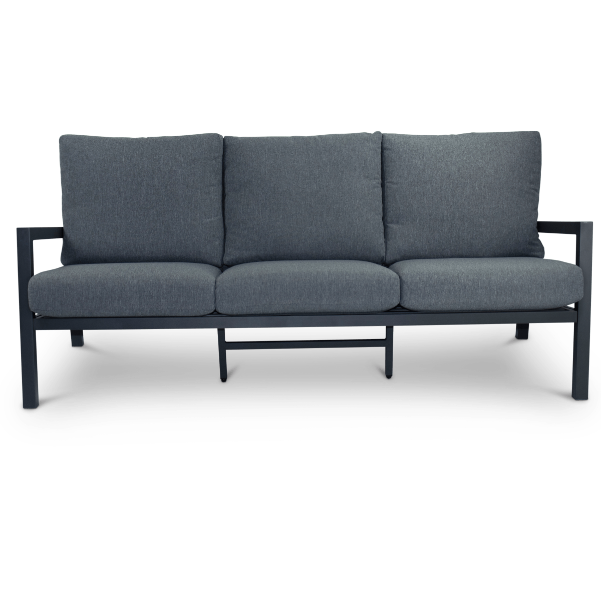 "Laguna" Hamptons Style Outdoor 5 Piece Setting in Gunmetal with Platinum Olefin Cushions - Image 2