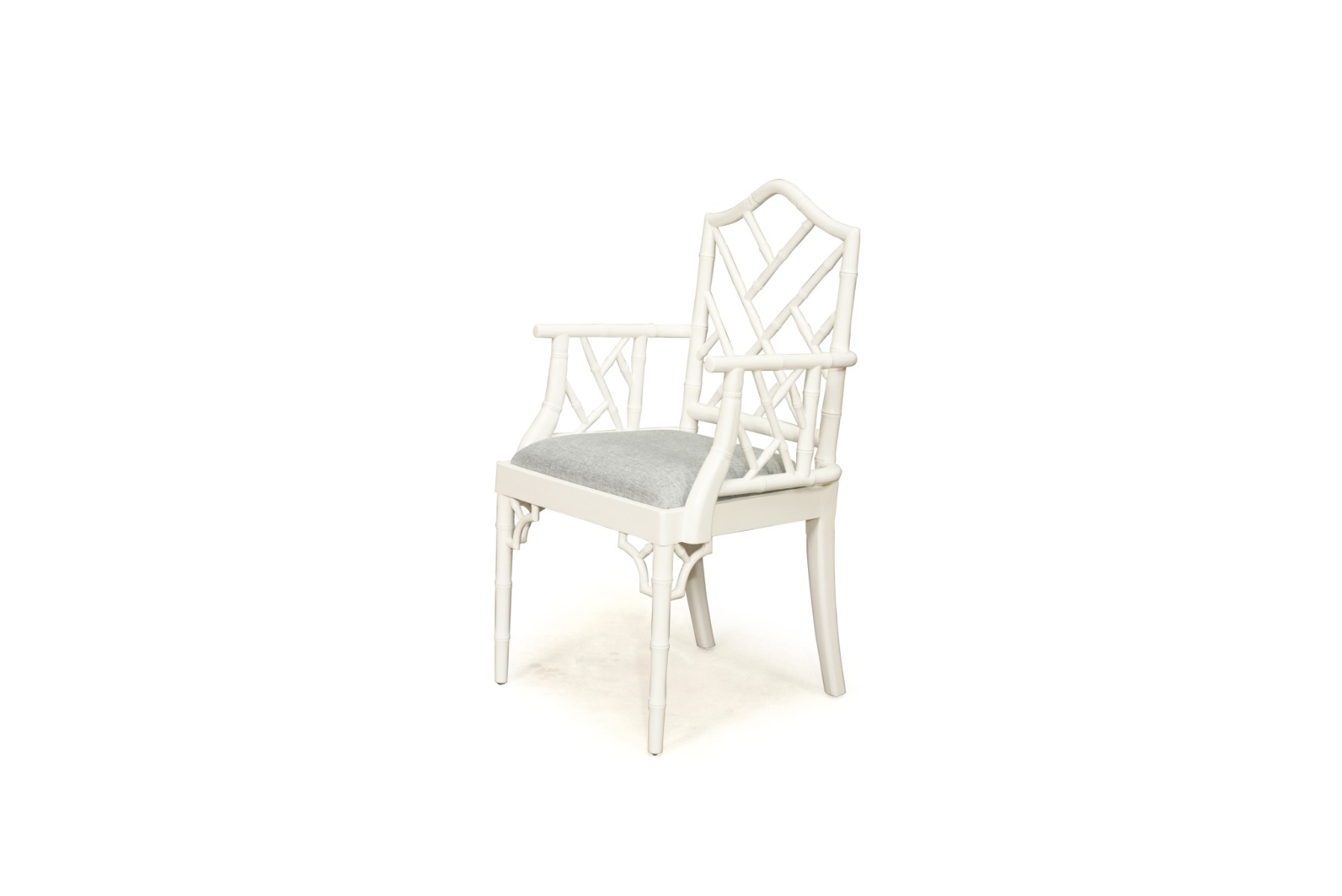 "Nantucket" Hamptons Style Chippendale Carver Dining Chair, White Duck Egg Cushion - Image 2