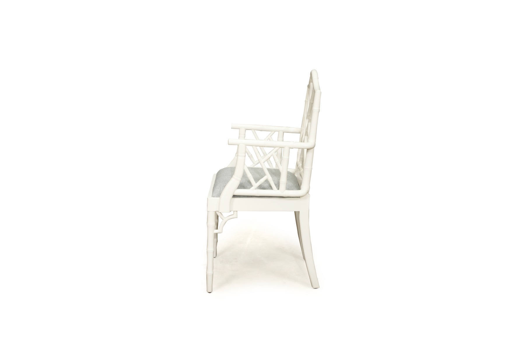 "Nantucket" Hamptons Style Chippendale Carver Dining Chair, White Duck Egg Cushion - Image 3