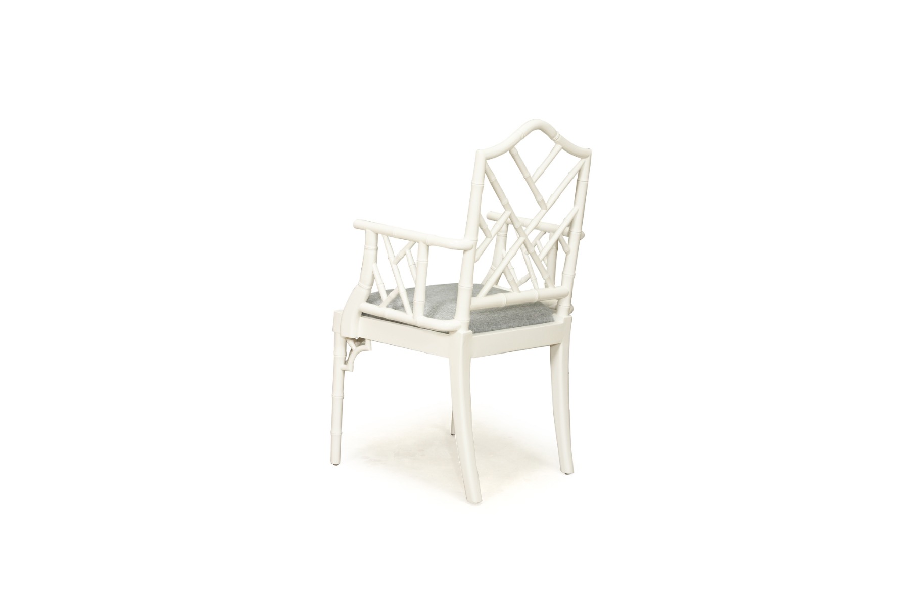 "Nantucket" Hamptons Style Chippendale Carver Dining Chair, White Duck Egg Cushion - Image 4