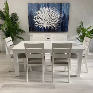 "Cove" Coastal Style 7 Piece Dining Package 180x100cm Hardwood Timber Dining Table + 6 Bayview Chairs