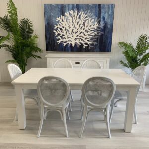 "Cove" Coastal Style 7 Piece Dining Package 180x100cm Hardwood Timber Dining Table + 6 Seychelles Chairs