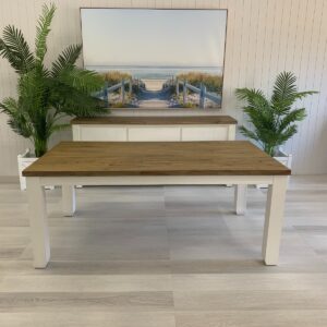 "Jefferson" Hamptons Style Timber Dining Table Two Tone, 190cmL x 105cmD x 77cmH (RRP $1499)