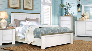 "Jefferson" Hamptons Style Timber Bedside Table Two Tone, 58cmw x 40cmD x 60cmH - Image 4