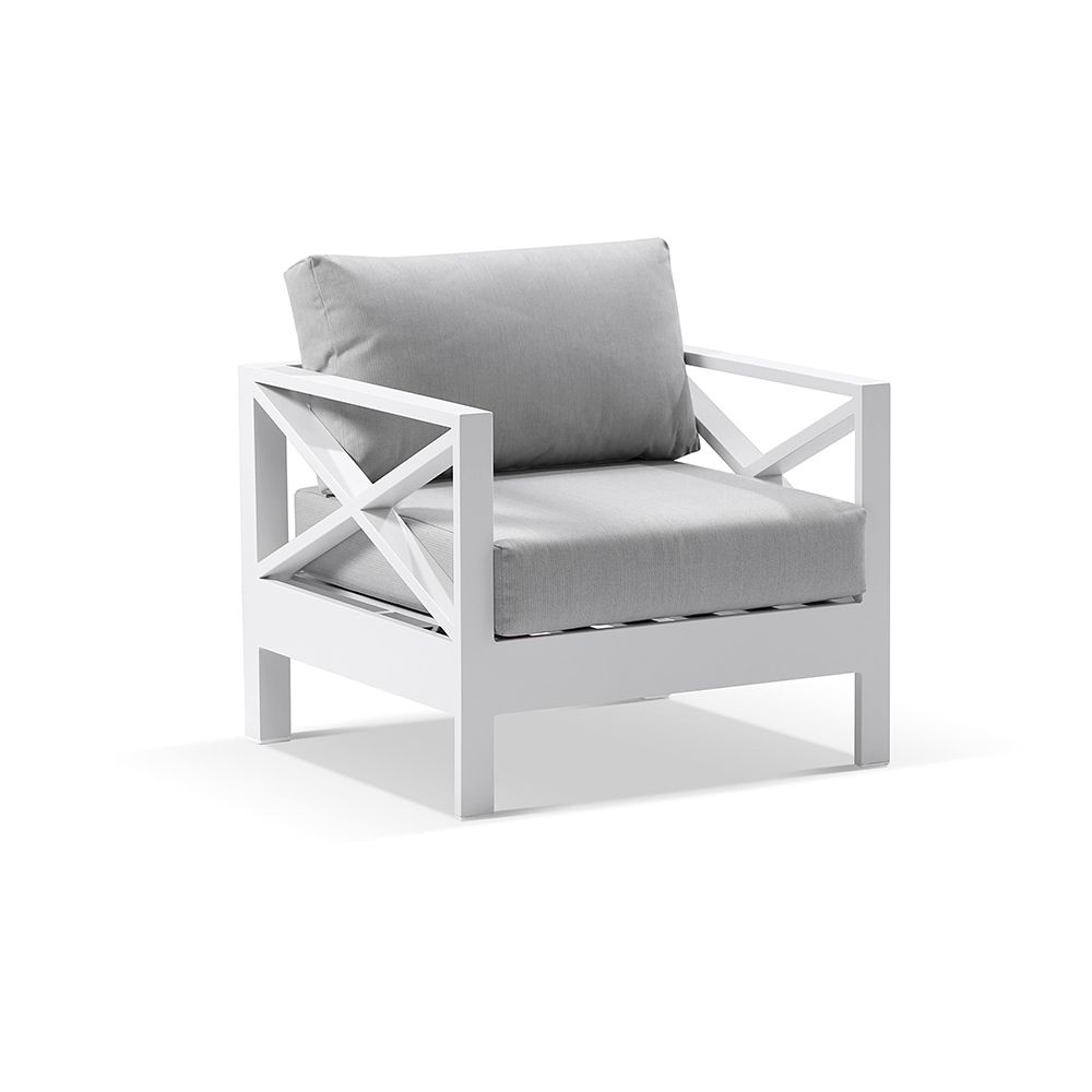 "Montego Bay" Hamptons Style Outdoor Aluminium Modular Corner Lounge Package B, White with Olefin Grey Cushions (RRP $5499) - Image 3