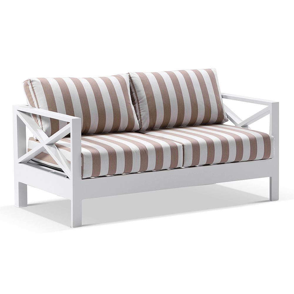 "Montego Bay" Hamptons Style Outdoor Aluminium 4 Piece 2+1+1 Seater Lounge Setting with Sunbrella Cushions (RRP $4799) - Image 3