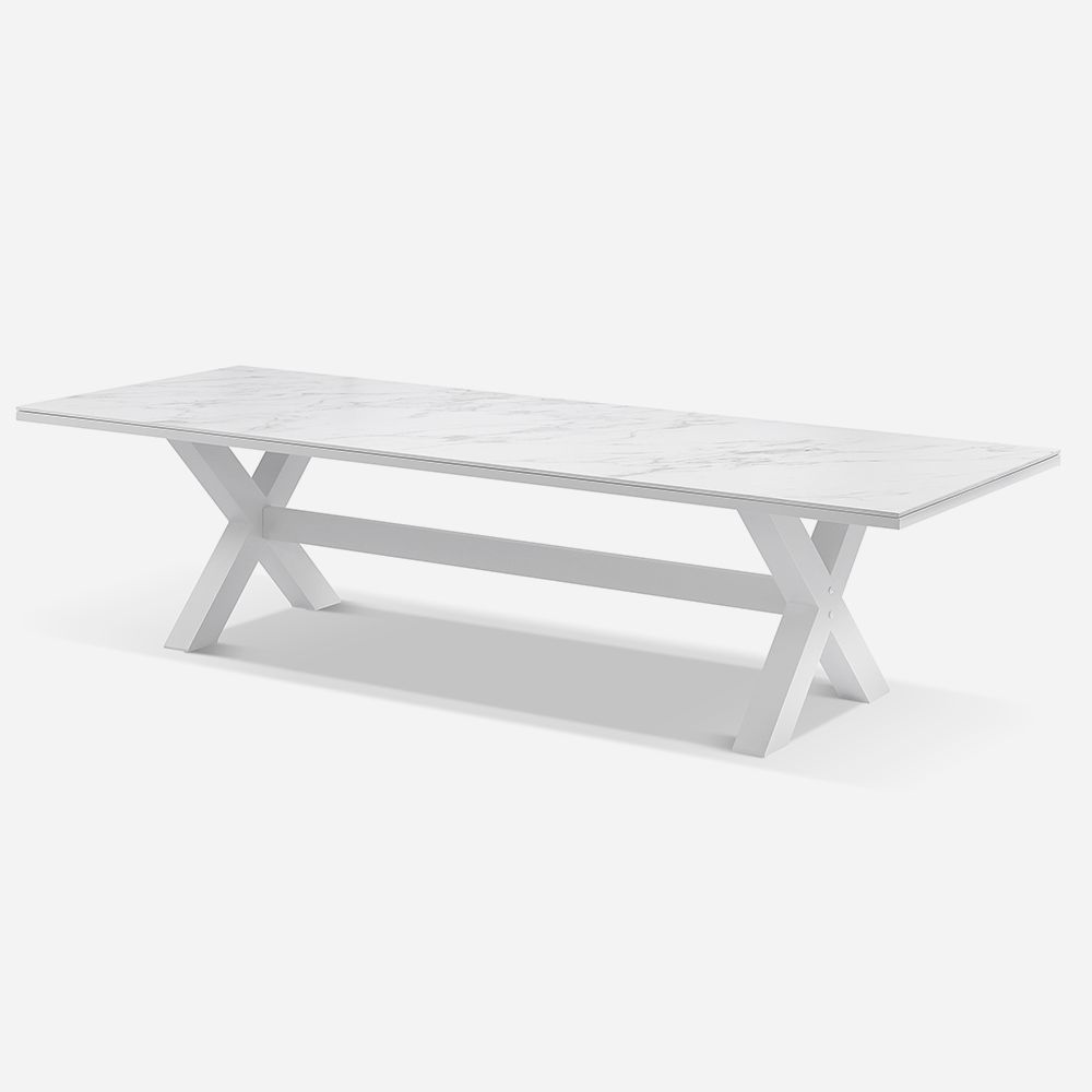 "Montego Bay" Hamptons Style Outdoor Ceramic & Aluminium 3M Dining Table White - Image 3