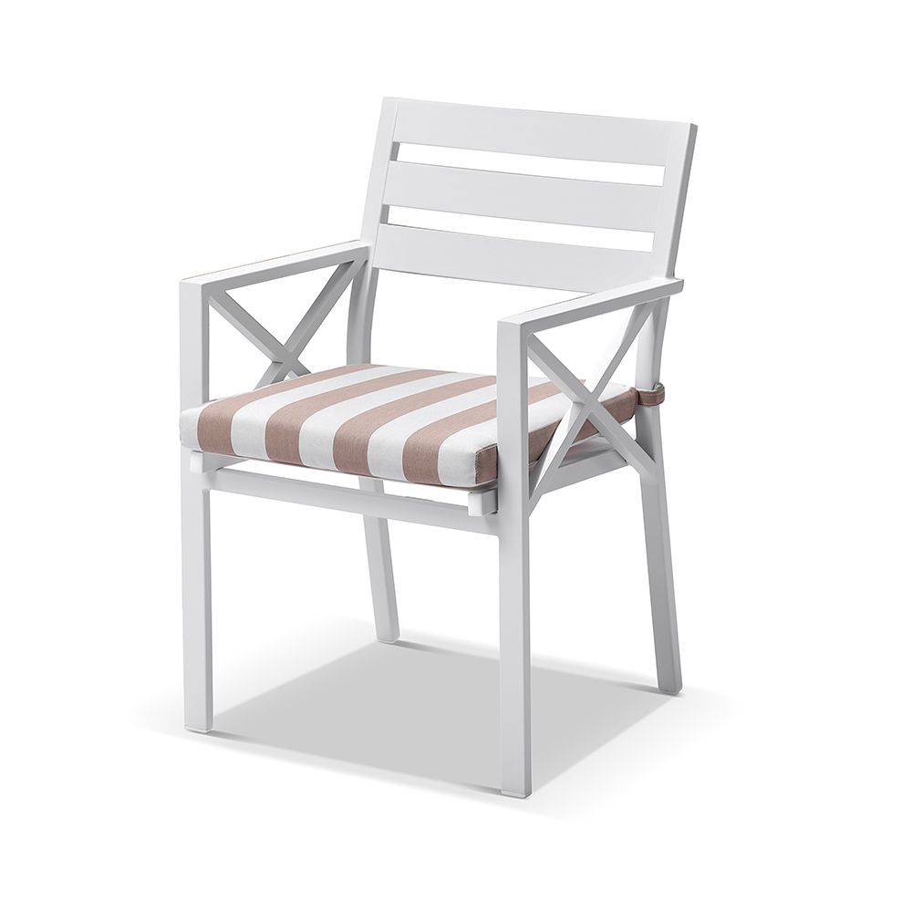 "Montego Bay" Hamptons Style Outdoor Ceramic & Aluminium 3m Dining Setting with 10 Chairs White with Sunbrella Cushions - Image 3