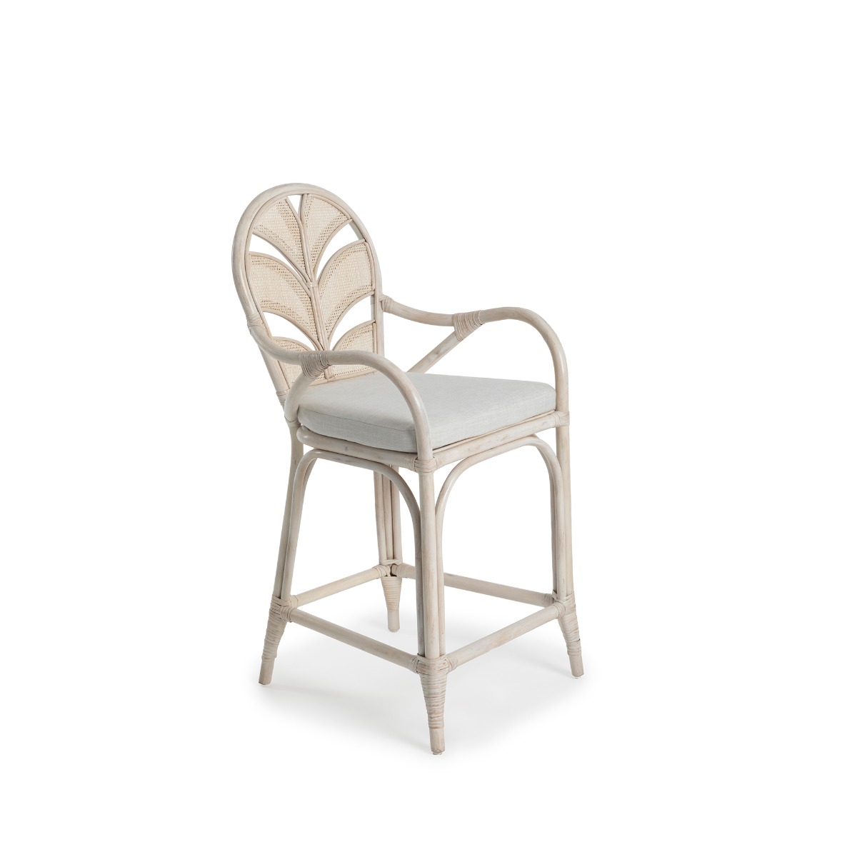 Caribbean Plantation Style Kitchen Counter Bar Stool Antique White, W 55cm D 55cm H 110cm (RRP $1399) - Image 2