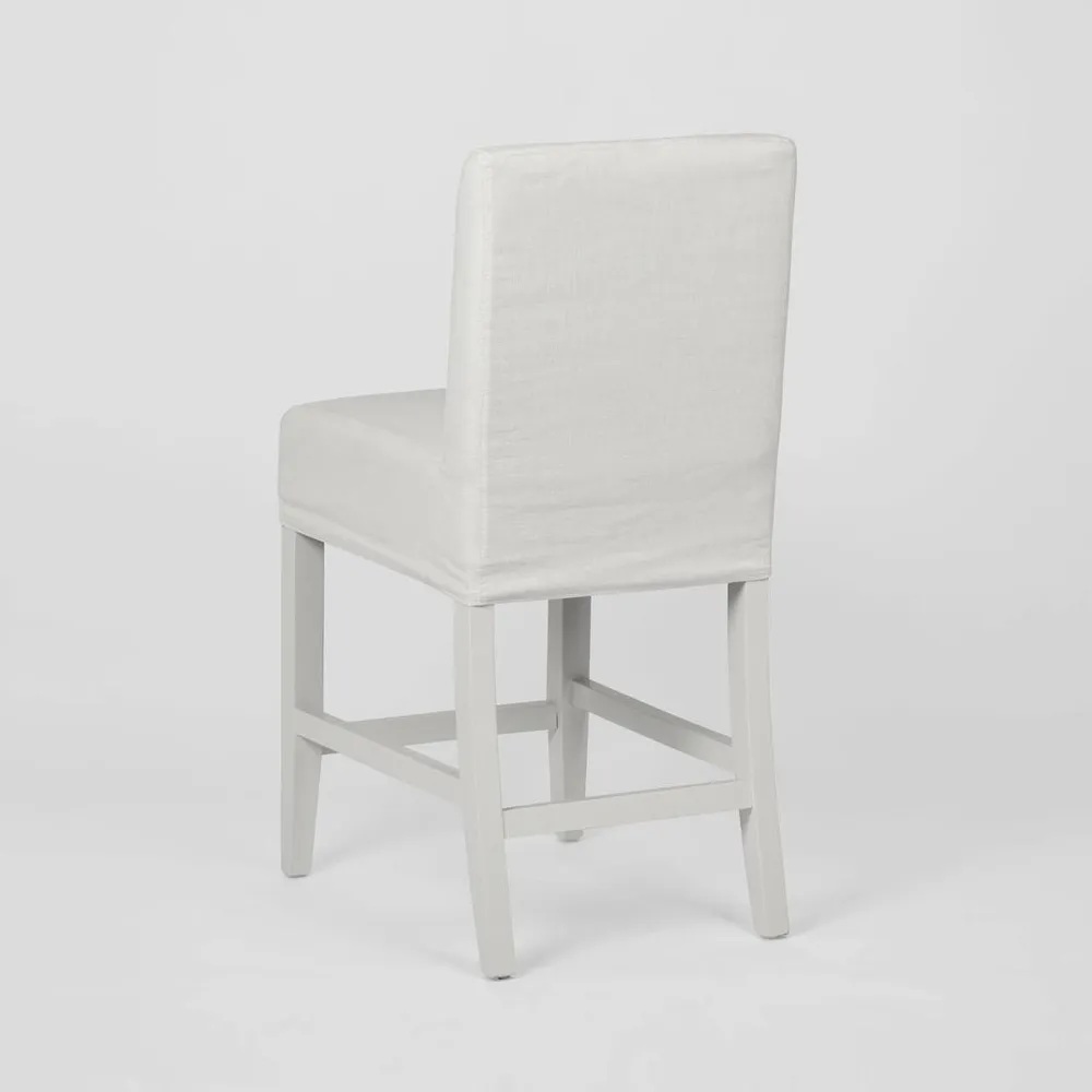 Ville Coastal Style Loose Slip Cover Kitchen Counter Stool White, L 58.5cm W 47cm H 100cm (RRP $599) - Image 4