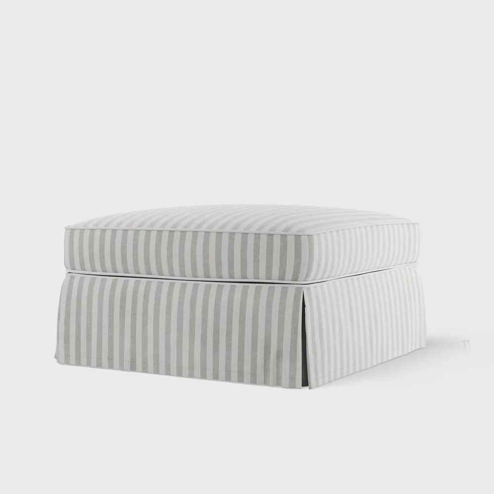 Noosa Hamptons Ottoman Natural Stripe, D 83cm W 83cm H 45cm (RRP $799) - Image 2