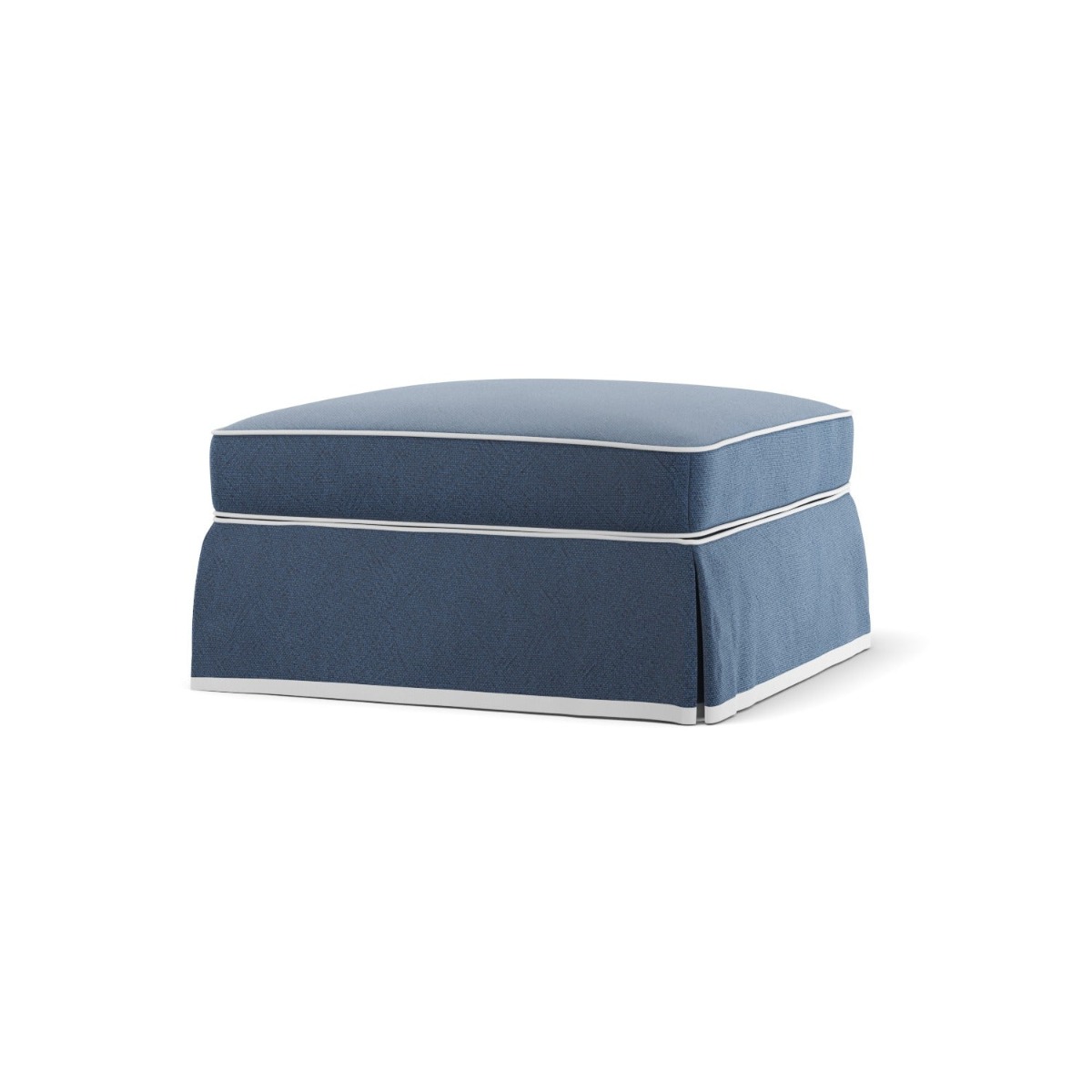 Noosa Hamptons Ottoman Navy W/White Piping, W 83cm D 83cm H 45cm (RRP $849) - Image 4