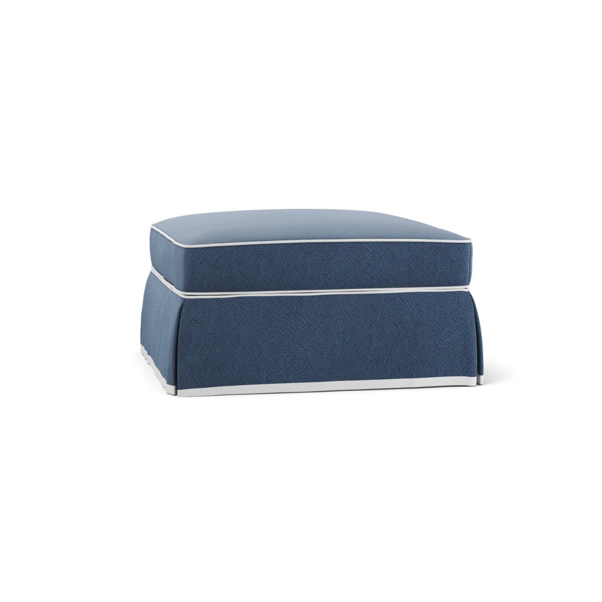 Noosa Hamptons Ottoman Navy W/White Piping, W 83cm D 83cm H 45cm (RRP $849) - Image 5