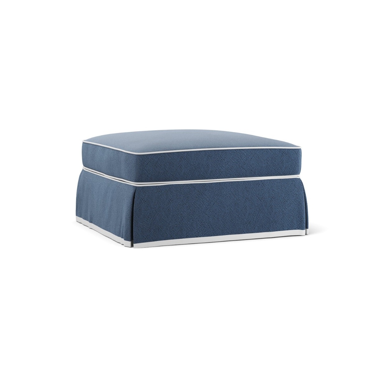 Noosa Hamptons Ottoman Navy W/White Piping, W 83cm D 83cm H 45cm (RRP $849) - Image 6