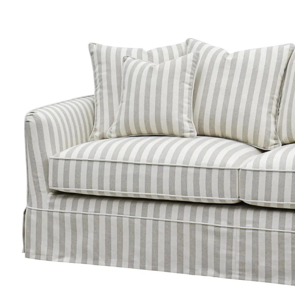 Noosa Hamptons 3 Seat Sofa Natural Stripe, W221cm × D90cm × H80cm (RRP $3299) - Image 4