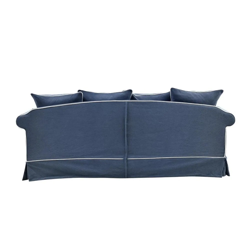 Avalon Hamptons 3 Seat Sofa Navy Blue White Piping, W 226cm D 96cm H 81cm (RRP $3299) - Image 5