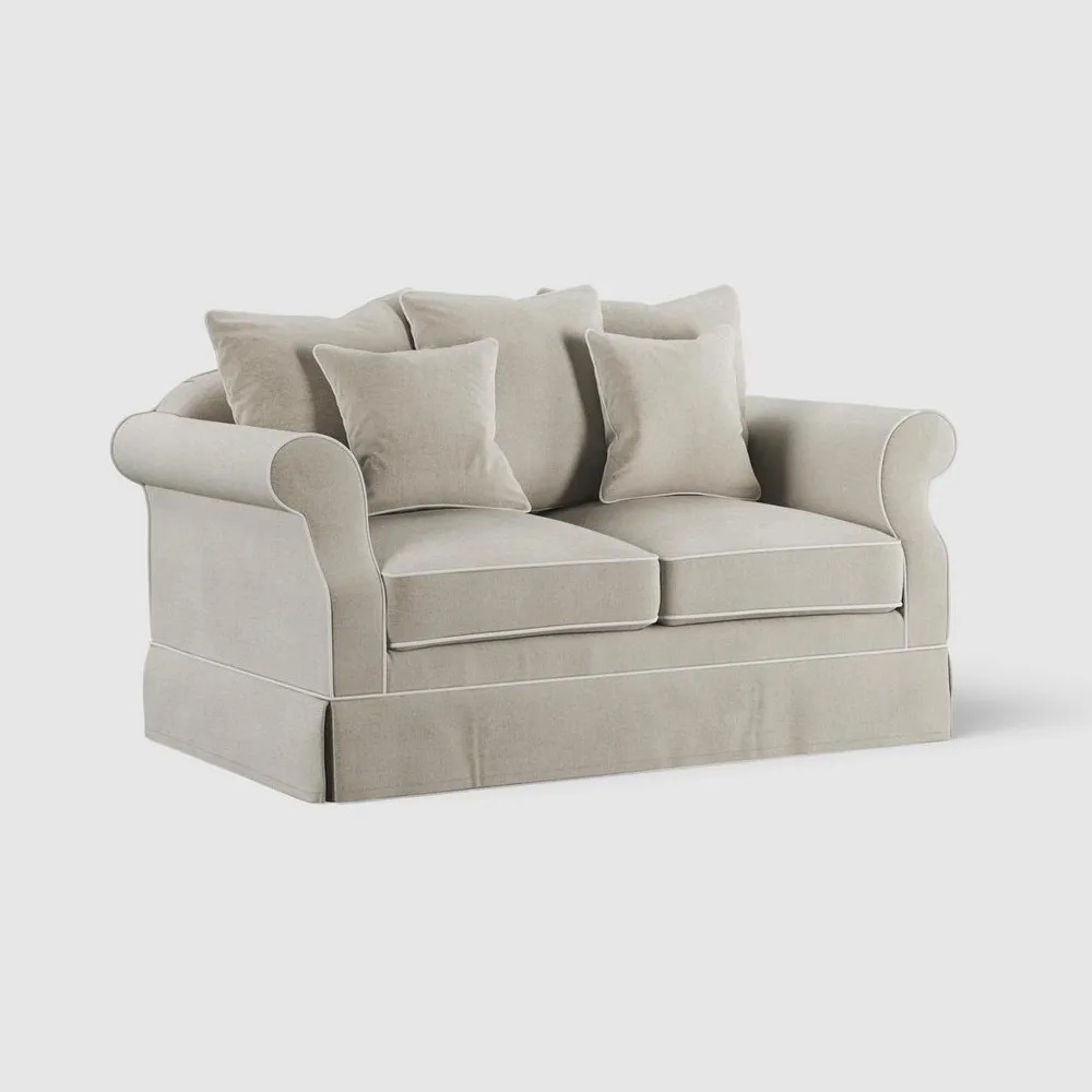 Avalon Hamptons 2 Seat Sofa Natural W/White Piping, W 174 D 96cm H 81cm (RRP $2599) - Image 2