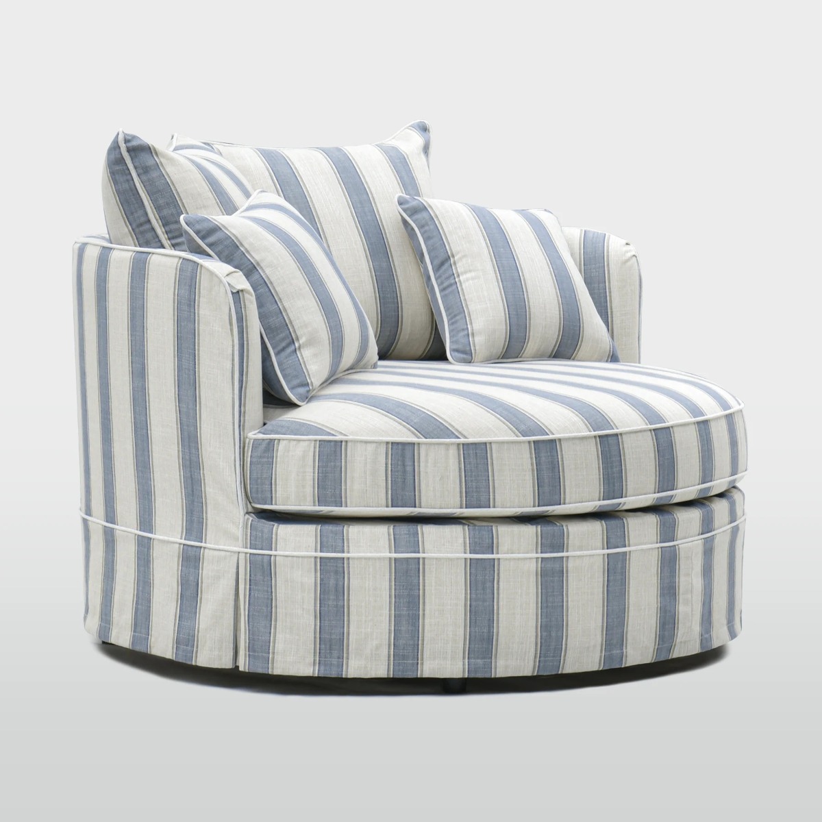 Noosa Hamptons Snuggle Chair Blue Sky Stripe, L 135cm W 135cm H 80cm (RRP $2999) - Image 5