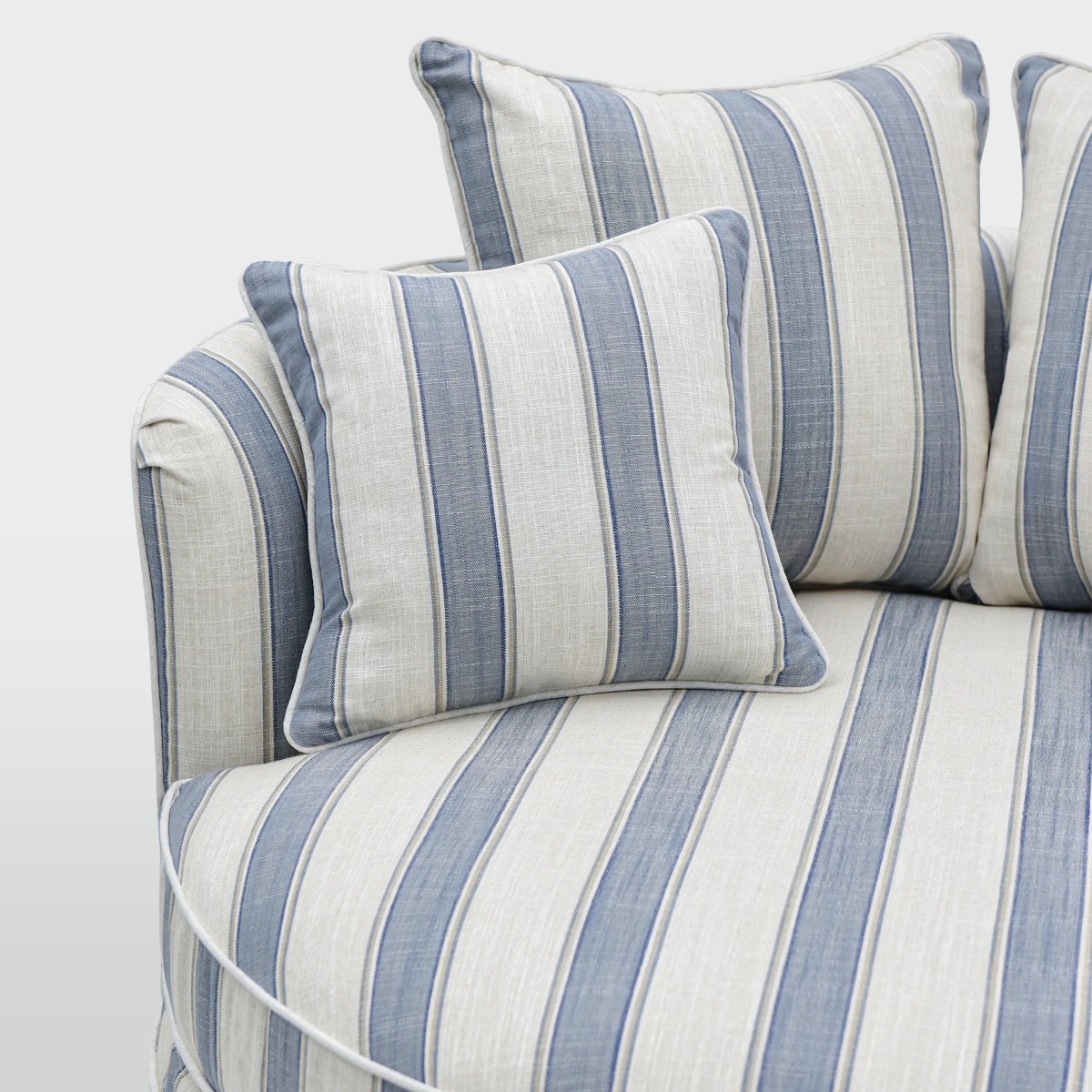 Noosa Hamptons Snuggle Chair Blue Sky Stripe, L 135cm W 135cm H 80cm (RRP $2999) - Image 2