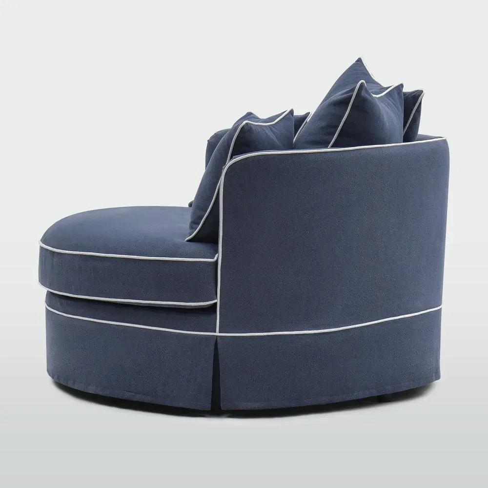 Noosa Hamptons Snuggle Chair Navy with White Piping, L 135cm W 135cm H 80cm (RRP $2999) - Image 3