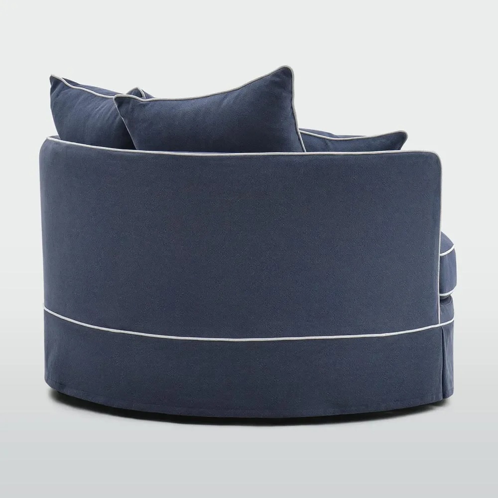 Noosa Hamptons Snuggle Chair Navy with White Piping, L 135cm W 135cm H 80cm (RRP $2999) - Image 5