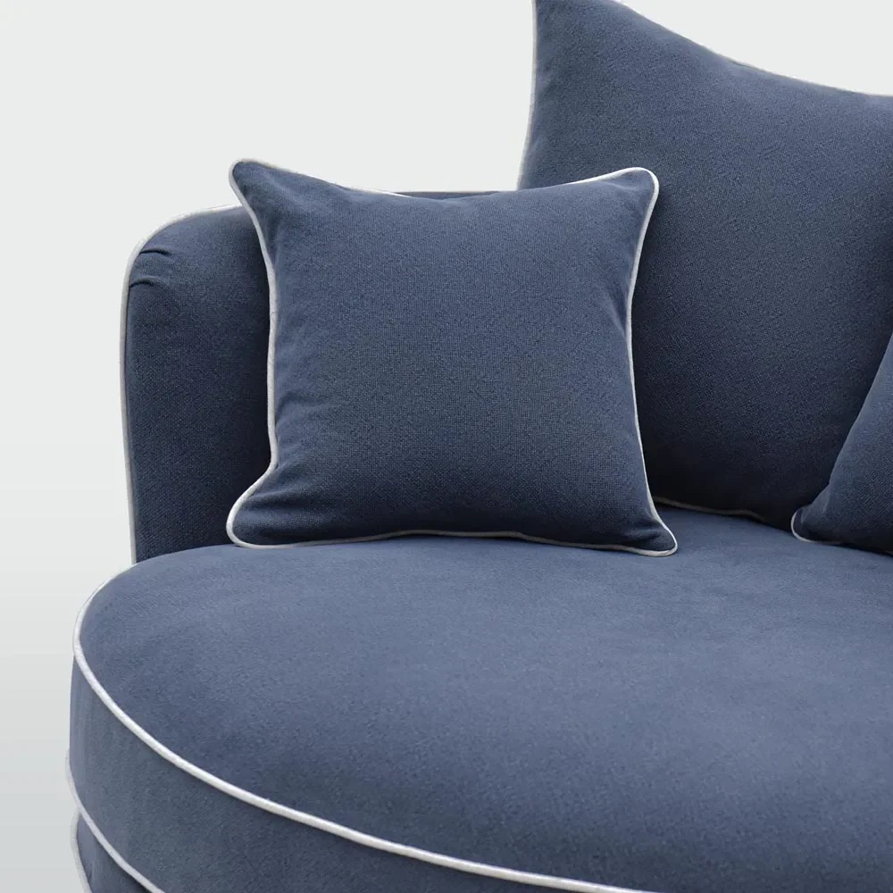 Noosa Hamptons Snuggle Chair Navy with White Piping, L 135cm W 135cm H 80cm (RRP $2999) - Image 6