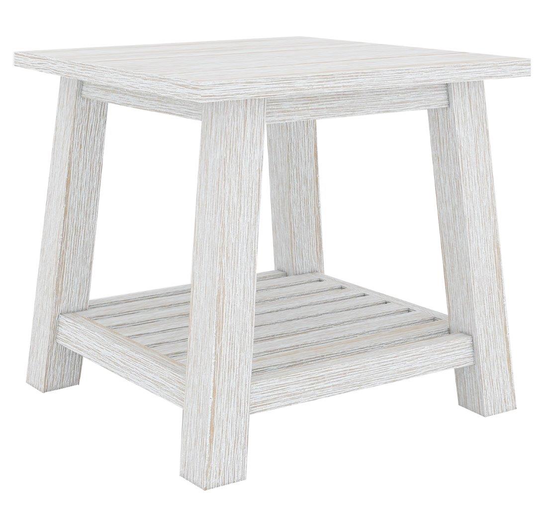 CLEARANCE SALE "Plantation" Hampton Style Hardwood Timber Lamp Table 55x55x55cm Whitewash (RRP $299) - Image 2