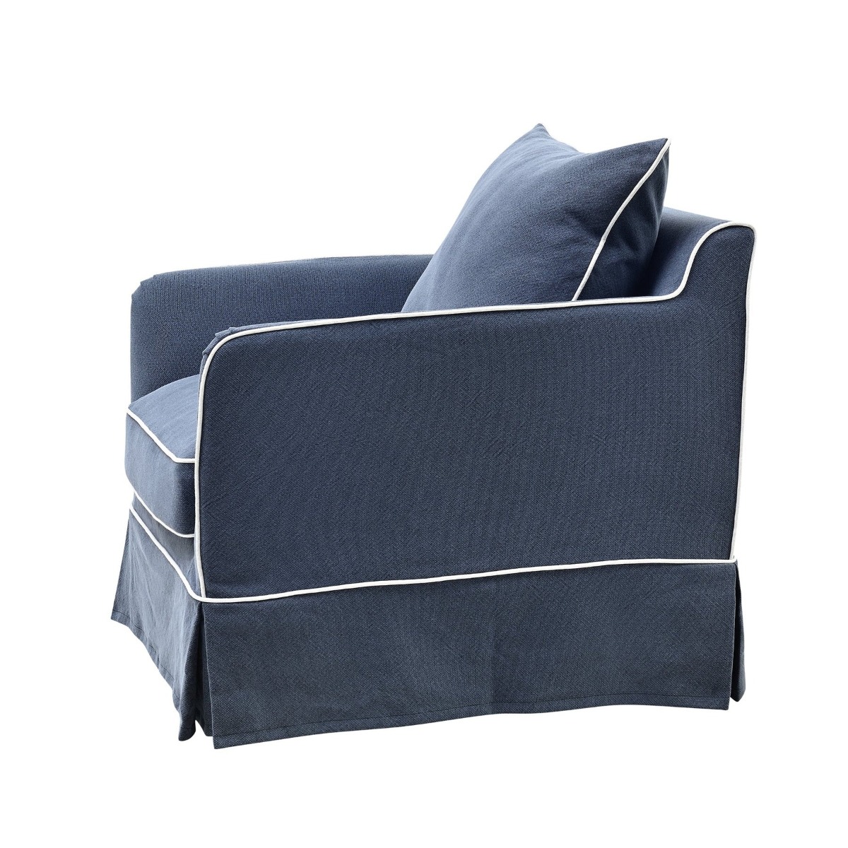 Slip Cover Only - Noosa Hamptons Armchair Navy W/White Piping, W 90cm D 91cm H 80cm (RRP $724) - Image 5