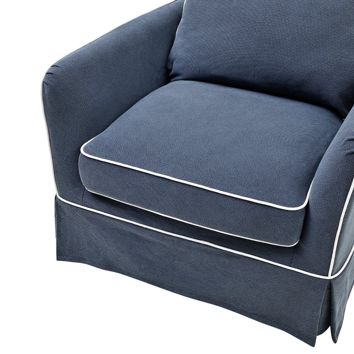Slip Cover Only - Noosa Hamptons Armchair Navy W/White Piping, W 90cm D 91cm H 80cm (RRP $724) - Image 3
