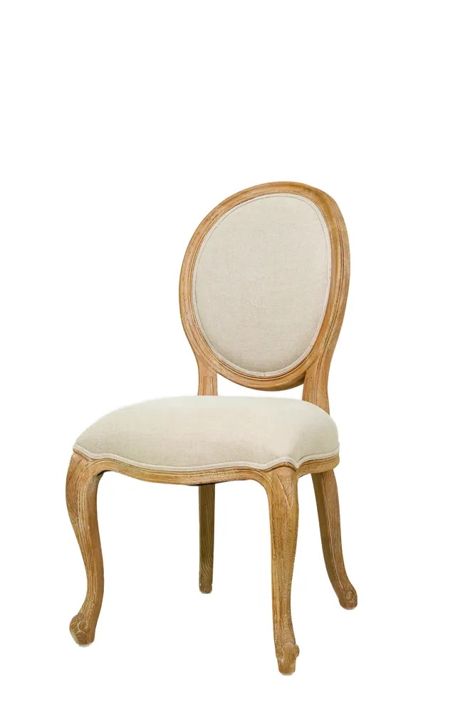 Louis VX1 Shield Back Oak & Linen Dining Chair, 50cm x 65 x 97cm (RRP $749) - Image 2