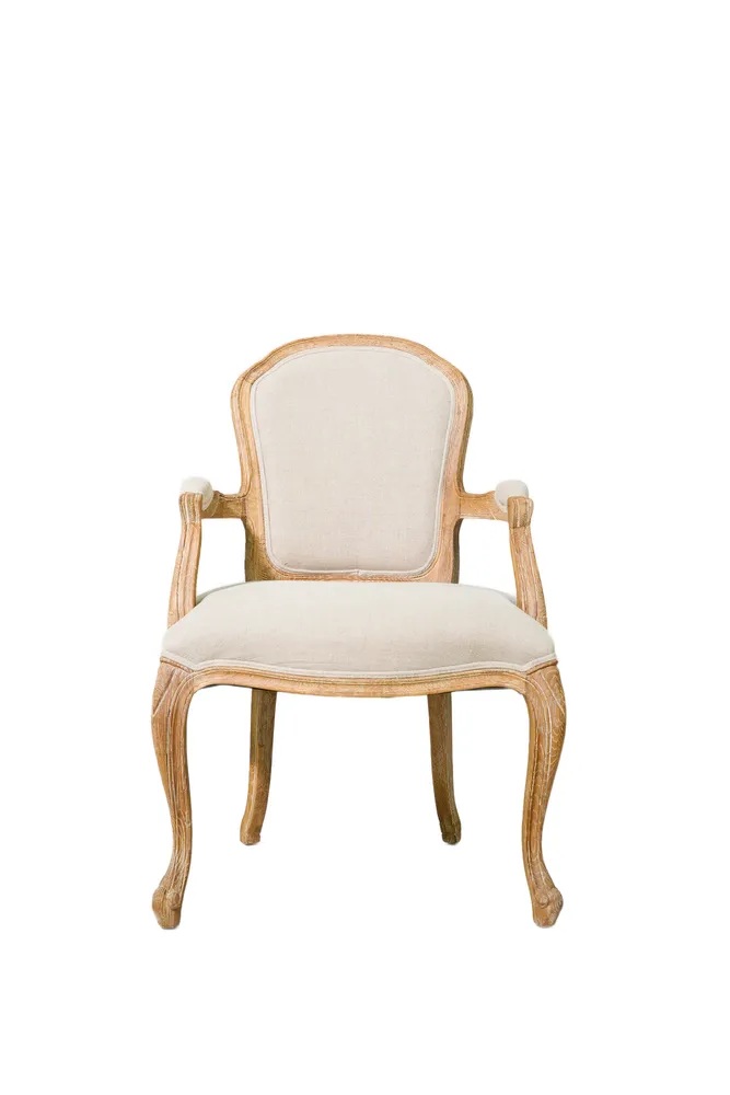 Louis VX1 Carver Chair Oak & Linen Dining Chair, L 63cm W 63.5cm H 96cm (RRP $899) - Image 2