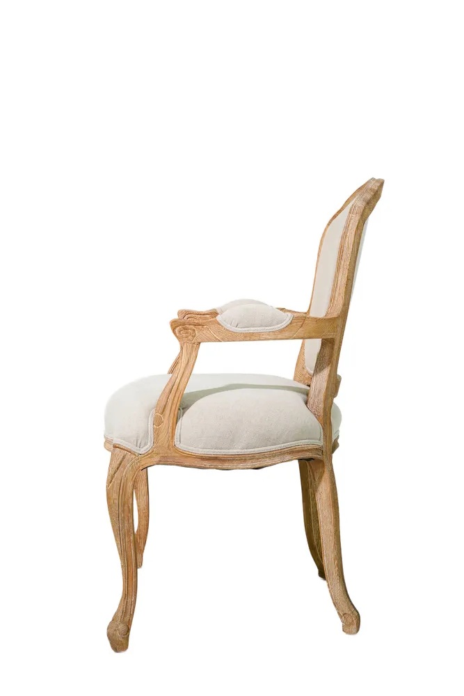 Louis VX1 Carver Chair Oak & Linen Dining Chair, L 63cm W 63.5cm H 96cm (RRP $899) - Image 3